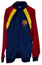 FC Barcelona Official Men's Full Zip Logo Track Jacket Large Navy Blue Excellent