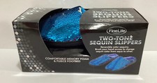 Sequin Slippers Sapphire Blue Hard Black Sole Woman  s Large Size 9/10 Slip On
