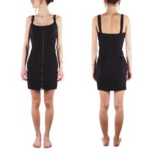 Versace Jeans Couture Vintage 90s Womens Black Front Zip Mini Dress size 28 / 42