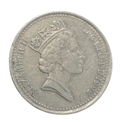 1992 - 10 Pence - Elizabeth II 3rd portrait; small type KM# 938b - Copper-Nickel