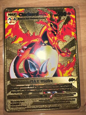 MAX CHARIZARD DX HP500 GOLD METAL FAN ART POKEMON CARD 52/100 | eBay