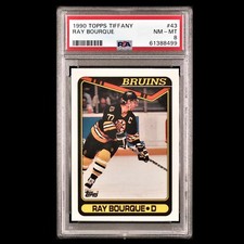 1990 Raymond Ray Bourque Topps TIFFANY #43 Graded PSA 8 Pop 2