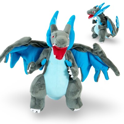 Mega Charizard X Posable Wings -Freestanding Plush Toy   12   Pokemon - Cute Fun