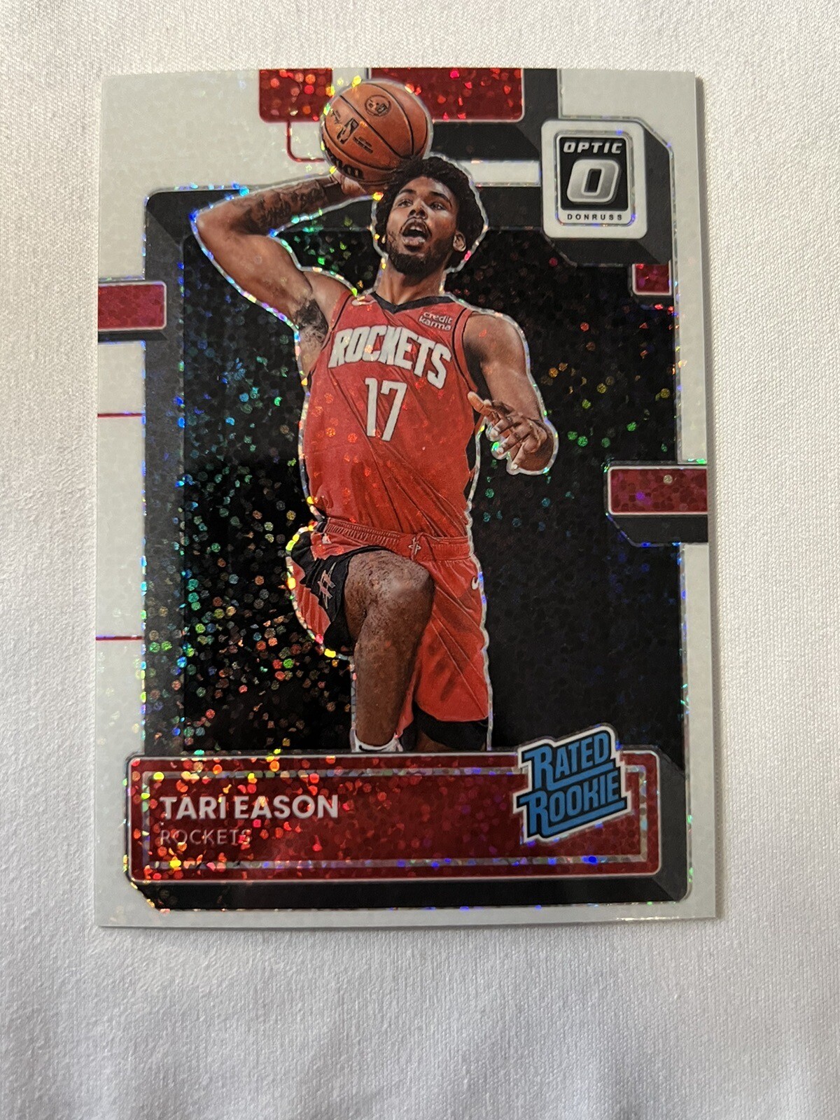 2022-23 Donruss Optic White Sparkle Refractor 203 Tari Eason RR Rated Rookie