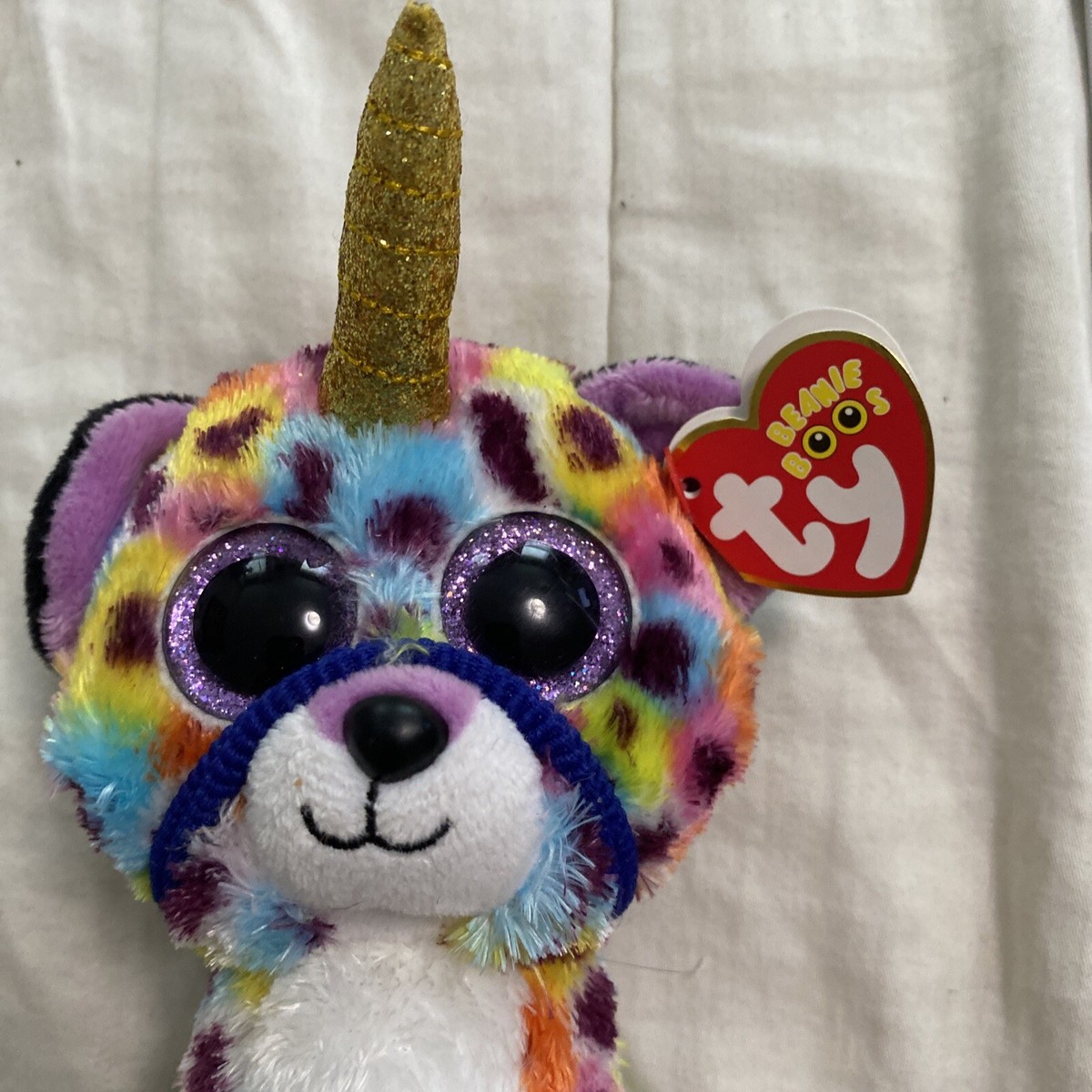 Beanie Boos Ty Silk Giselle 2020 Unicorn Rainbow Leopard Kitty