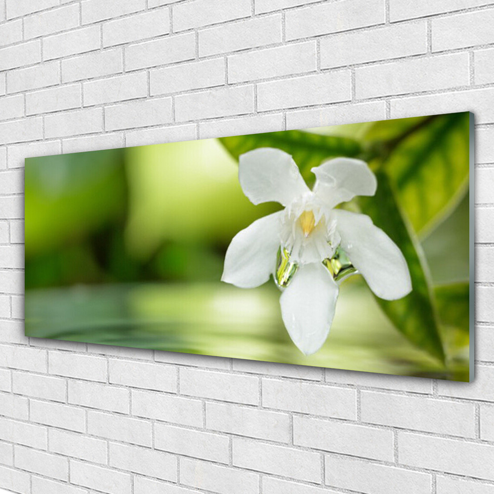 Tableau fleurs 125x50 cm en verre anti-poussière pour embellir un mur vide sans entretien