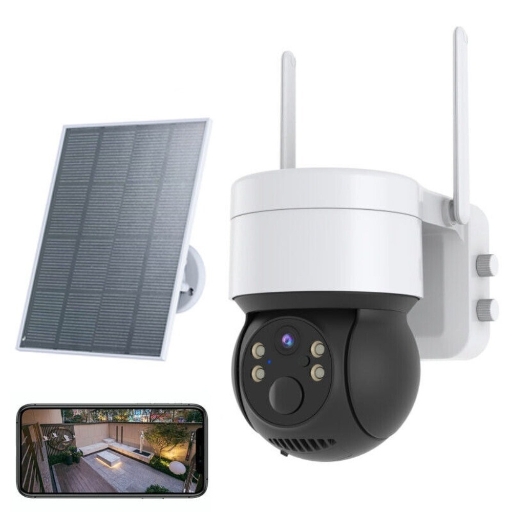 WiFi 360° PTZ Solar Powered Camera Camera IR Cam Wireless Security