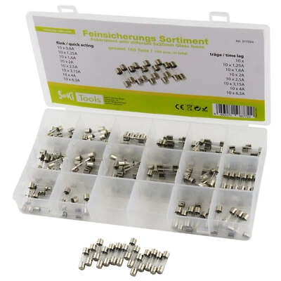 SeKi 5x20 Feinsicherung Sortiment 160-teilig flink + träge 0,8A -6,3A - 16 Typen - Bild 1 von 4