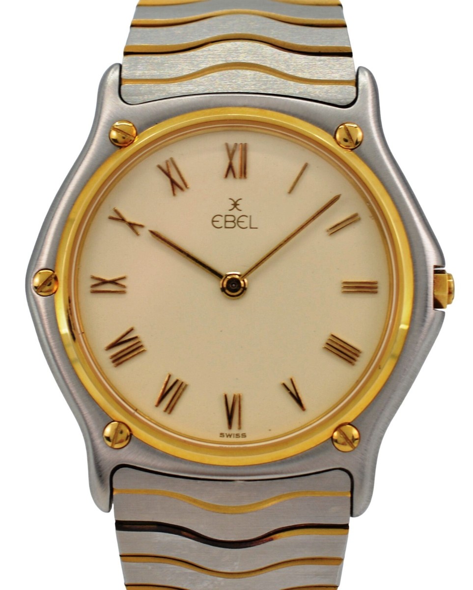 どんEBEL Classic wave エベル クオーツメンズ 腕時計 Men's 34mm Ebel Classic Wave Two Tone Beige Dial Swiss Quartz