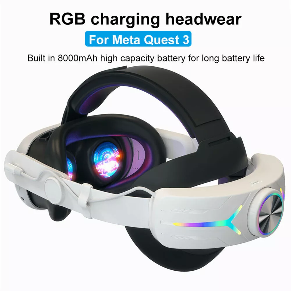 For Meta Oculus Quest 3 VR Headset LED RGB Elite Head Strap w