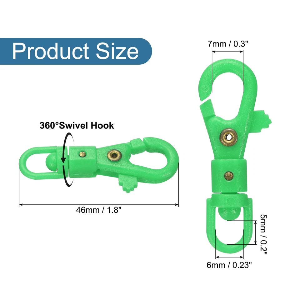 20 Pcs Plastic Lobster Claw Clasps Swivel Snap Hook Trigger Clip, Green Foto 2 de 4