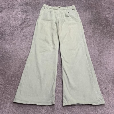United Colors Of Benetton Wide Leg Denim Jeans Womens 6 Green High Rise Cotton