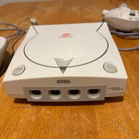 Sega Dreamcast Console Bundle 2 Controllers Fishing Rod Tested Works No Cord