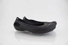 CROCS Womens Kadee Flat Size 10 Black Rubber Ballet Shoe Beach Pool Vented Comfy