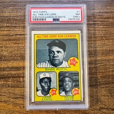 1973 Topps Babe Ruth / Hank Aaron / Willie Mays #1 HR Leaders PSA 7 NM (MC)