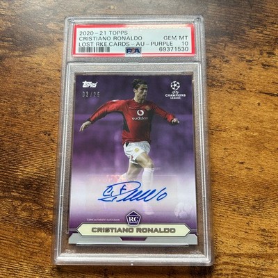 Cristiano Ronaldo Card Topps Lost Rookie Man U Purple 3/25 Auto PSA 10 2020/2021