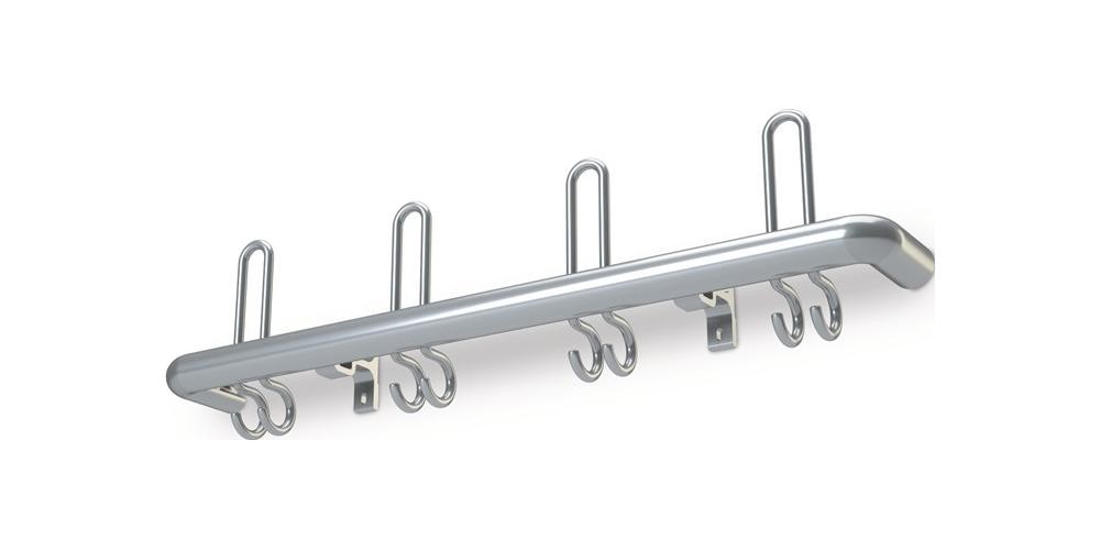 Haarmann Wandgarderobe Aluminium F1 naturfarbig 3 Hut-/6 Mantelhaken Länge 60...