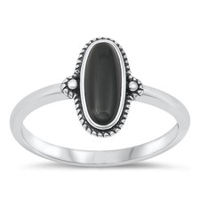 Cute Bali Oval Black Onyx Unique Ring New .925 Sterling Silver Band Sizes 4-10