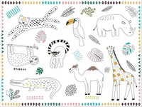 Folat 68339 Tischsets Malvorlagen Zoo Party-6 StüCk, Mehrfarben, L (Us Import)
