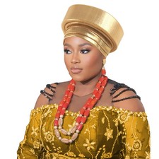 Africa Turbans Pre-Tied Cap Padded Head Wear para Mujer Nigerian Hat Church H...