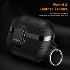 For Samsung Galaxy Buds 3 Pro/3 Shockproof Secure Lock Keychain PU Leather Case