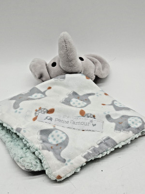 Petite L'amour Elephant Lovey Minky Faux Sherpa Mint