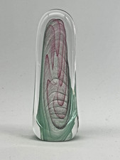 Signed Nourat Studio Art Glass Paperweight Sculpture Iridescent Abstract 6  