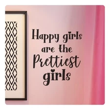 Happy Girls Motivational Inspirational Wall Decal Sticker Quote Home Decor
