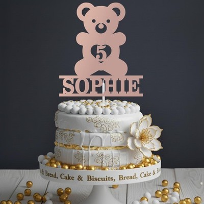 Personalisierter Teddybär Acryl Tortenaufleger individuell Kindergeburtstag Party Deko