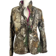 Realtree Women's Camo Full Zip Hydro Repel Jacket with Pink Trim Size Large
