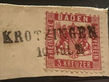 Baden 3 Kreuzer Altdeutschland &ndash; Krozingen-Stempel 10.7.21 &ndash; Rar ausgeschnitten