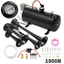 12V Air Compressor 4 Trumpet With 6 Liter Tank For Train Air Horn Kit 150PSI