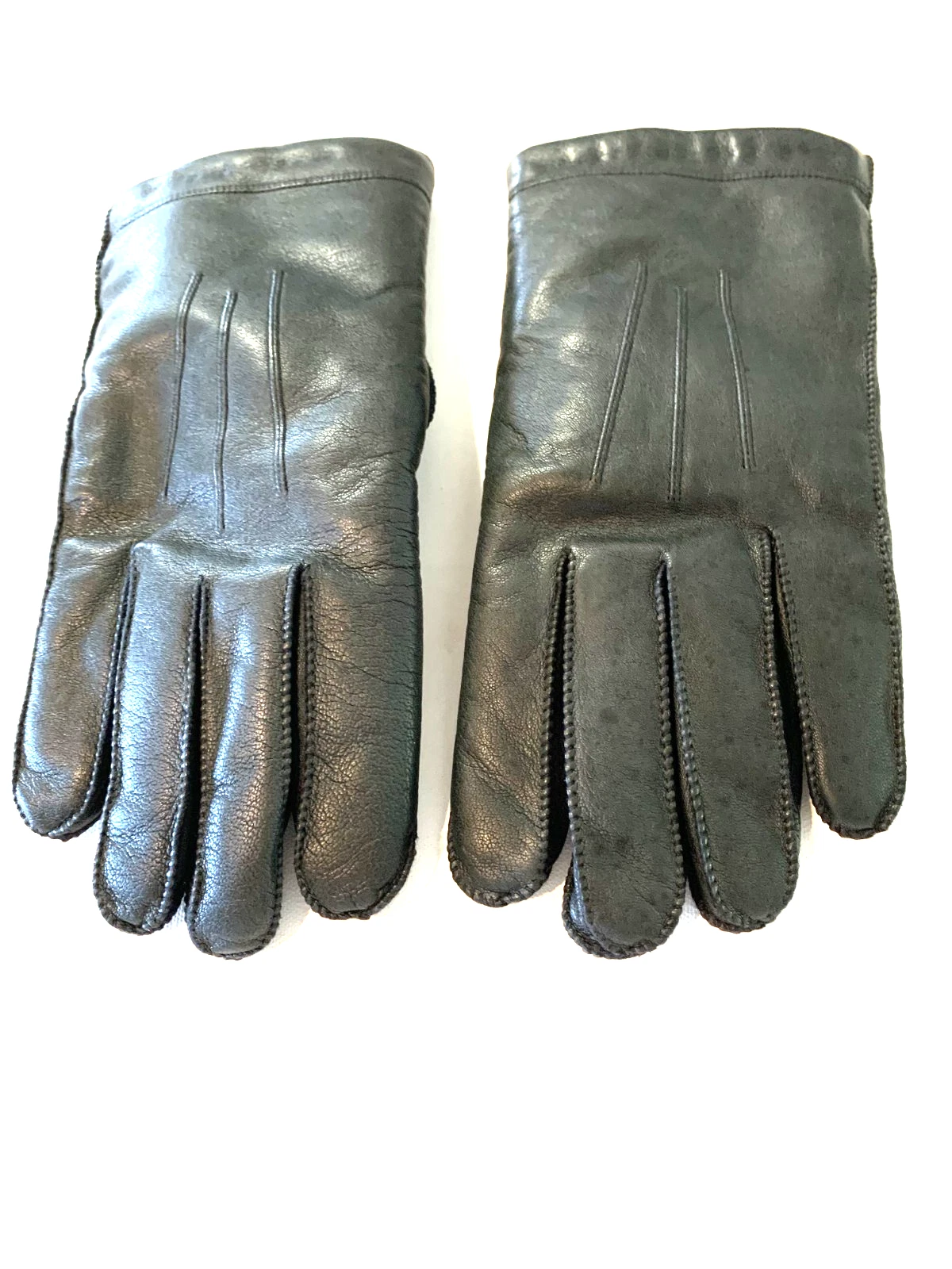 ARIS Men's Black Gloves Genuine Leather Beige Lined Vented Size Large