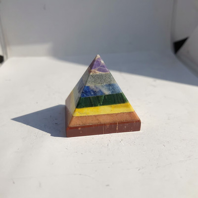 High Quality 7 Chakra Crystal Pyramid | Certified Layered Gemstone Energy Tower