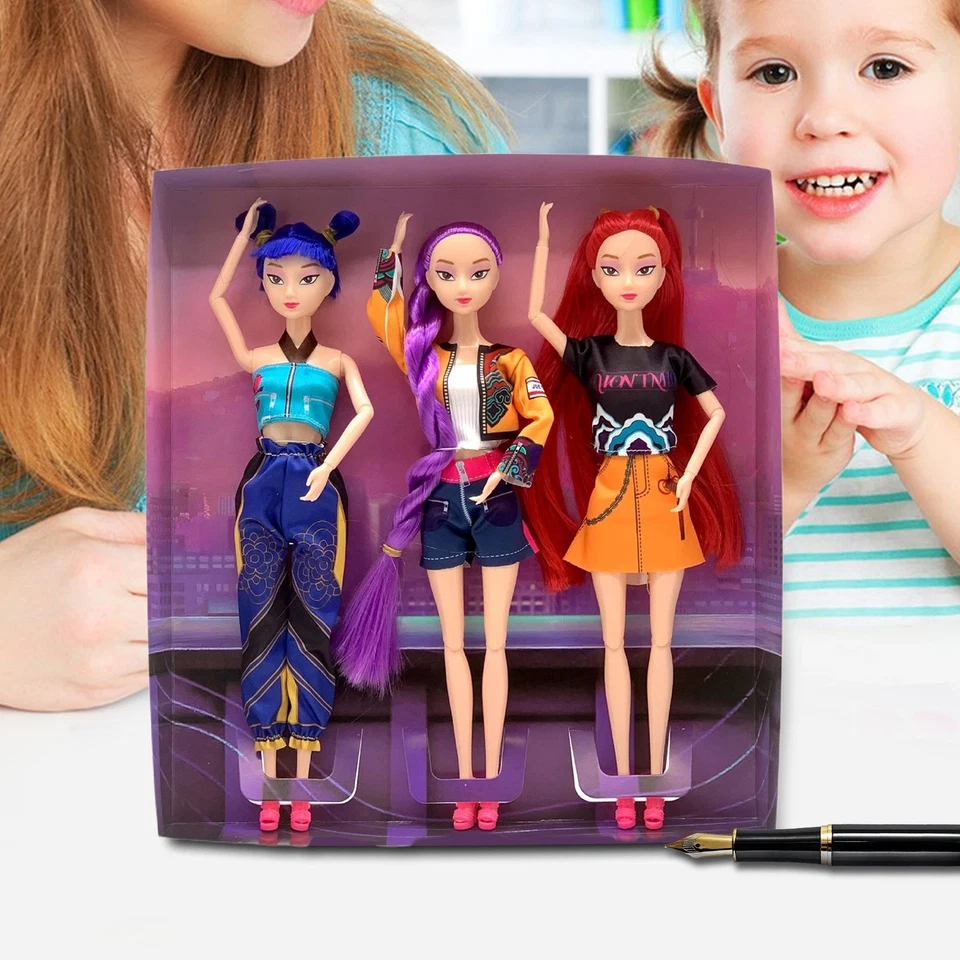 3PCS Kpop Demon Hunters Action Figures Christmas Gift Rumi Mira Zoey Doll Toys - image 2 of 4