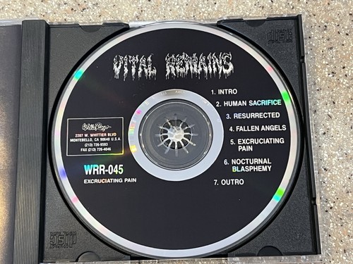 Vital Remains Excruciating Pain Cd 1995 First Pressing Mint - Picture 5 of 9