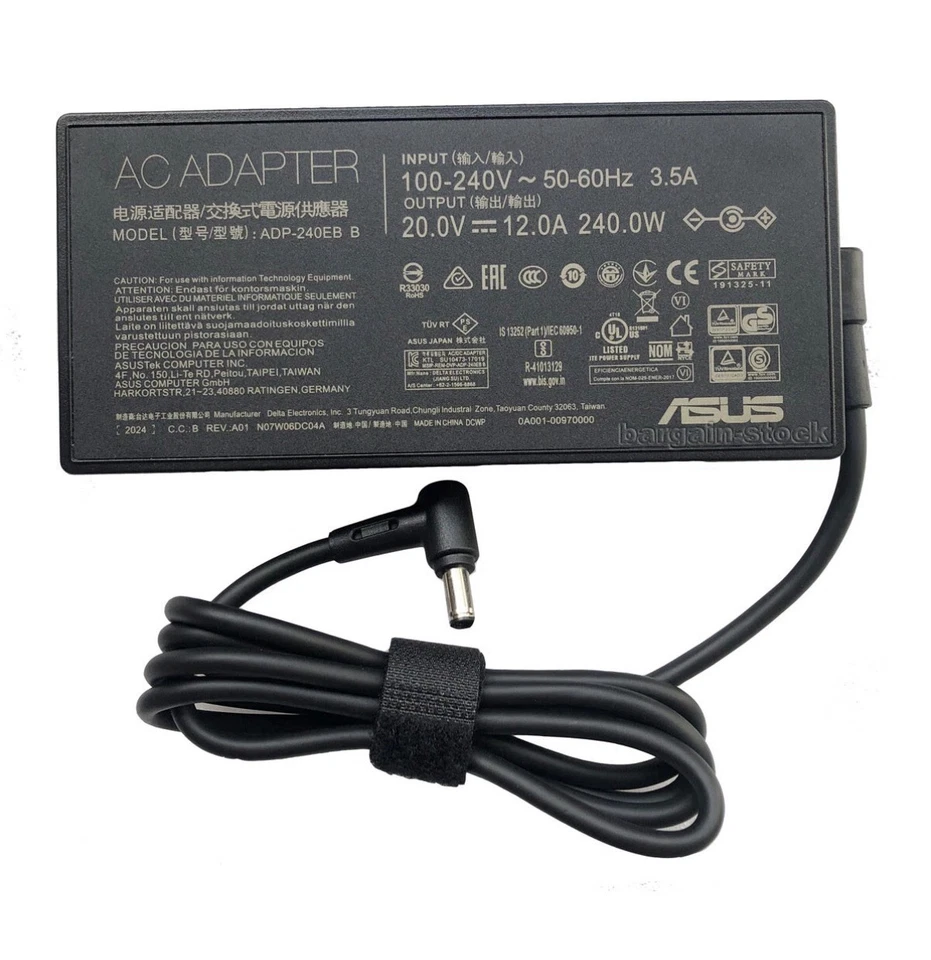 Cargador adaptador de CA 240W ADP-240EB B para ASUS TUF Gaming FX707VI-NS74 20V 12A Foto 3 de 4