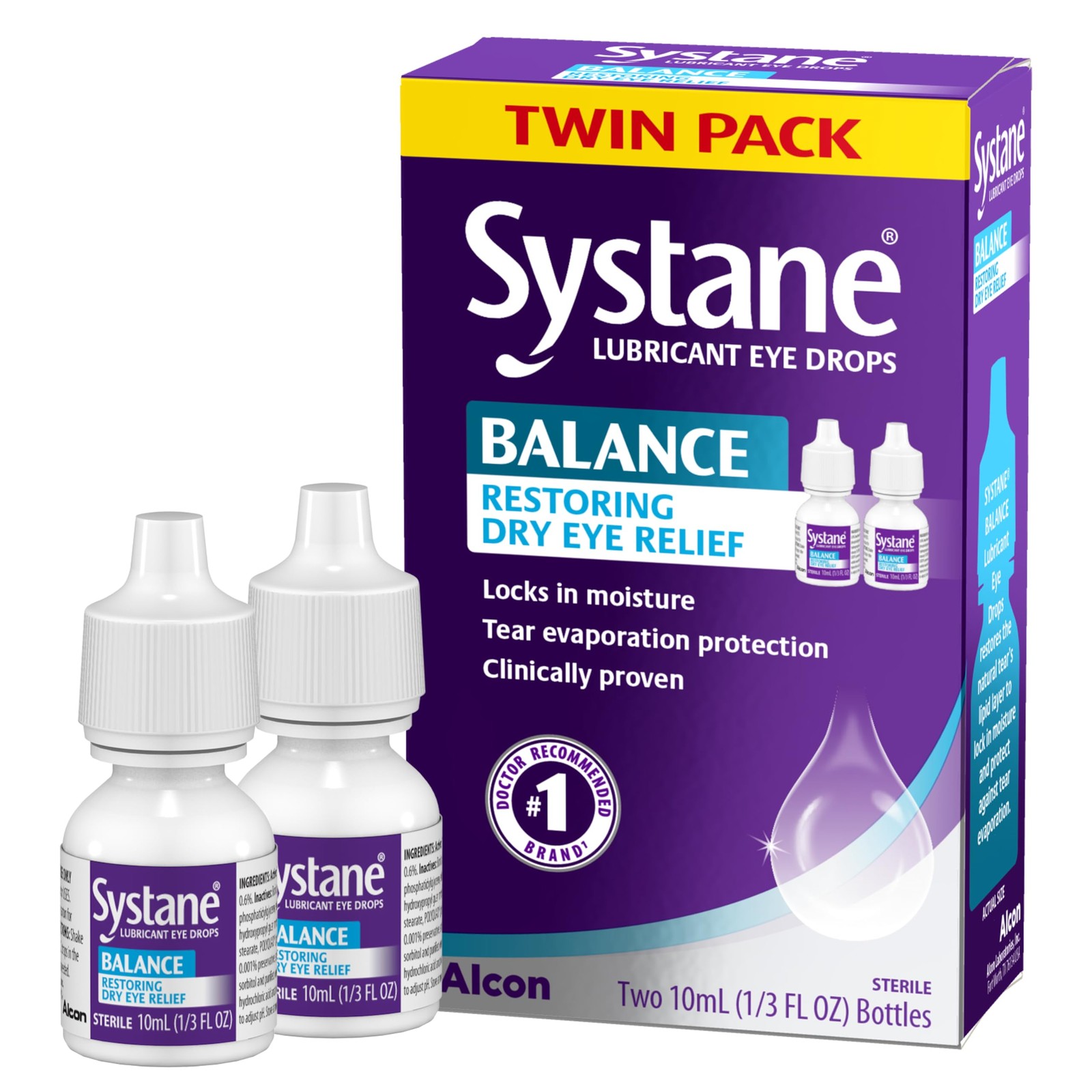 Balance Lubricant Eye Drops, Restorative Formula, Twin pack,