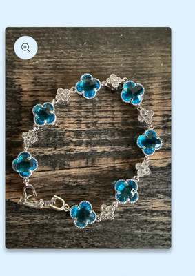 Silver Tone Blue Crystal 18k white gold plated