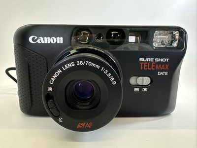 #ad #ad Canon Sure Shot TELEMAX Date Point amp; Shoot 35mm Film Camera 38 70mm Lens Tested $129.95
