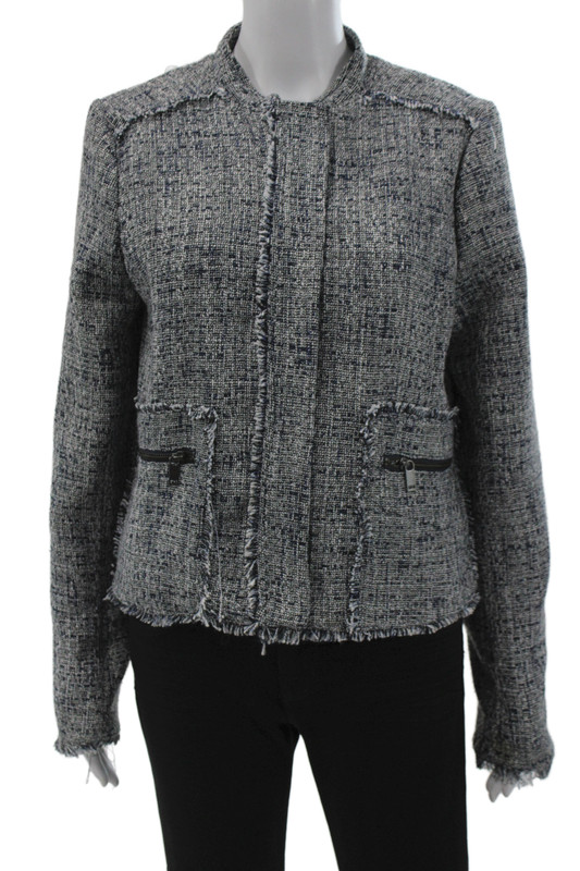 Banana Republic Womens Dark Gray Tweed Wool Blazer Buckle Closure Size 12