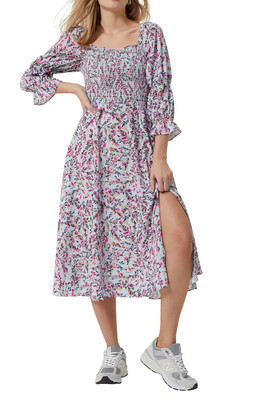French Connection Women's Flores Empire Waist Crepe Dress Blue Size Large