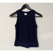 A New Day Size XS Navy Blue Open Knit Pullover Sweater Vest