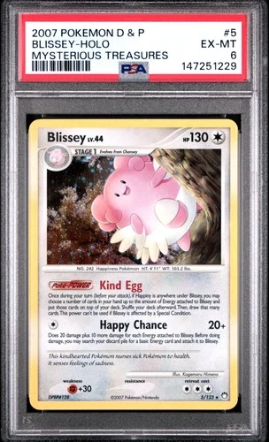 2007 POKEMON DIAMOND & PEARL MYSTERIOUS TREASURES #5 BLISSEY-HOLO PSA 6