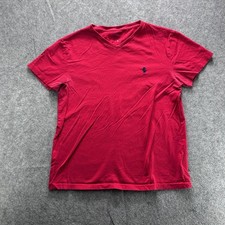 Polo Ralph Lauren Shirt Mens Small Red V-Neck Embroidered Pony Tagless Cotton
