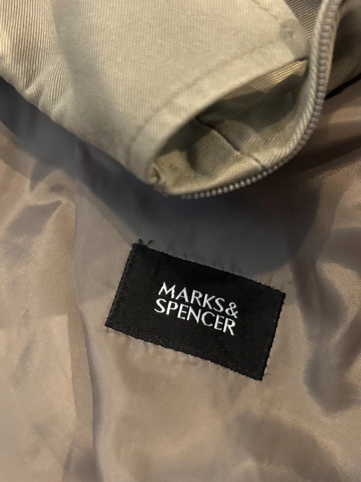 Marks & Spencer Jacket Mens XL Beige Full Zip Cotton Casual Mid Weight M&S - Image 2 of 4