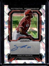 2023 Panini Prizm Noelvi Marte Potential Penmanship Ice Auto #PP-NM Reds
