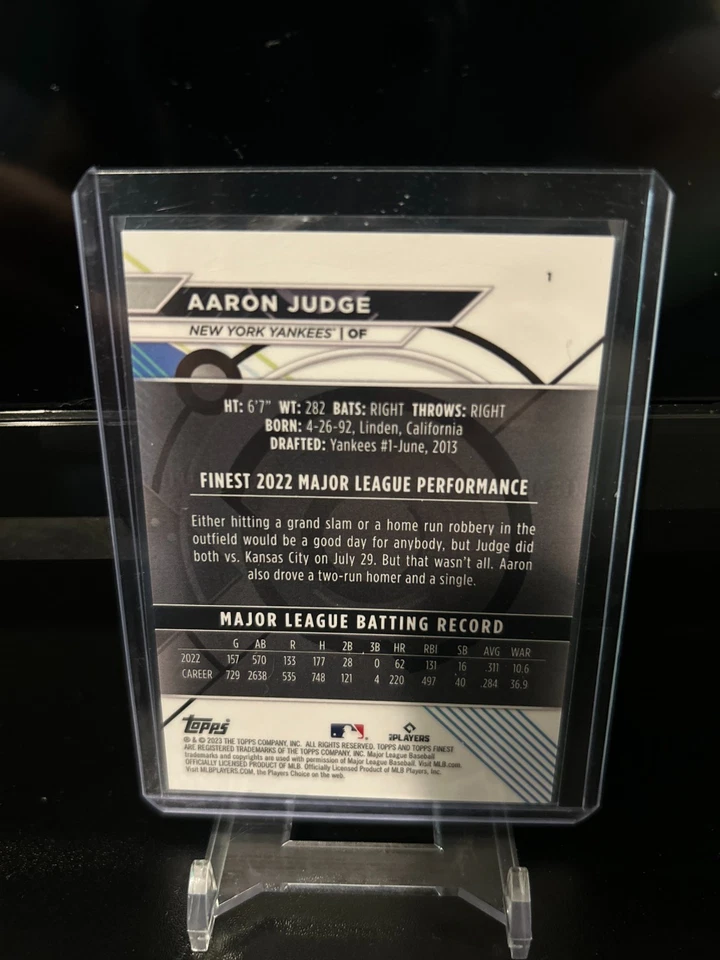 2023 Topps Finest Aaron Judge Aqua Refractor /175 Yankees - Image 2 of 2