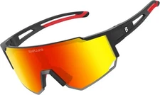 Polarized Sports Sunglasses, UV400 Protection Outdoor Large, Classic Red 