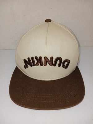 DUNKIN Baseball Hat Cap RARE REVERSE ''UPSIDE DOWN'' Logo BROWN